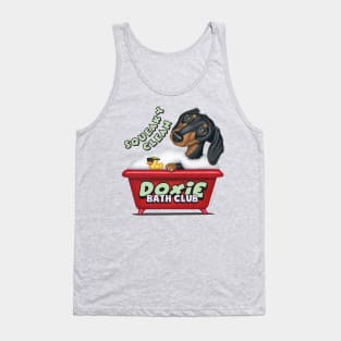 Cute Doxie awesome Black Dachshund in Red Bathtub Tank Top